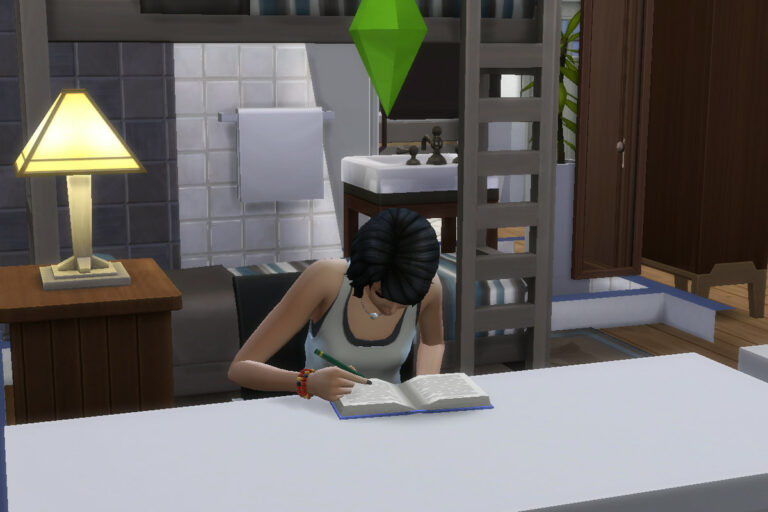 how does a child do homework in sims 4