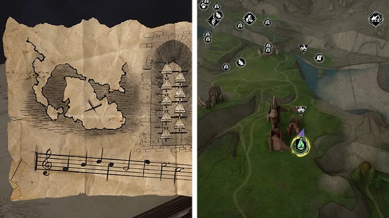 How To Use the Musical Map To Find the Treasure in Hogwarts Legacy